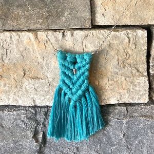 Aqua Macrame Necklace/Earring set